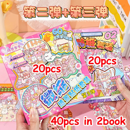 Cute Animals - 20 Mini Scenes Stickers Collection