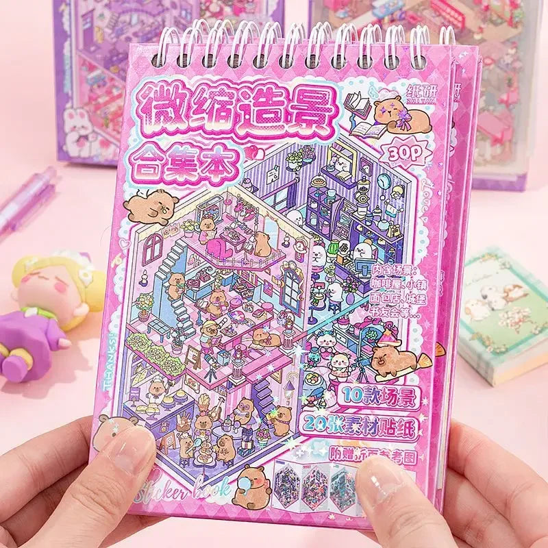 10 Miniature Capybara Sticker Scenes
