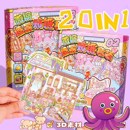 Cute Animals - 20 Mini Scenes Stickers Collection
