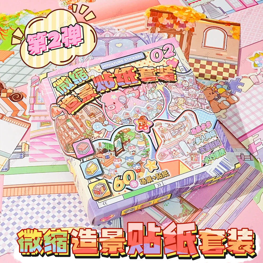 Cute Animals - 20 Mini Scenes Stickers Collection