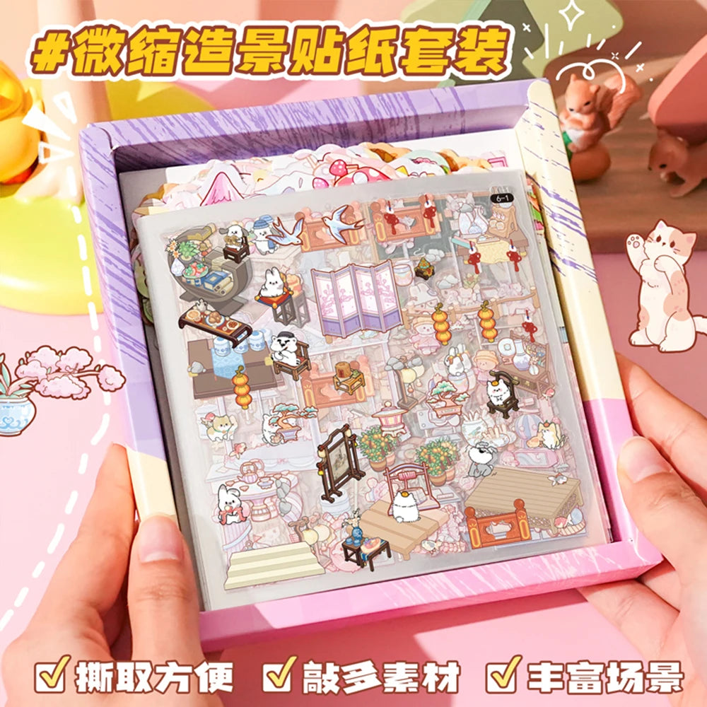 Cute Animals - 20 Mini Scenes Stickers Collection