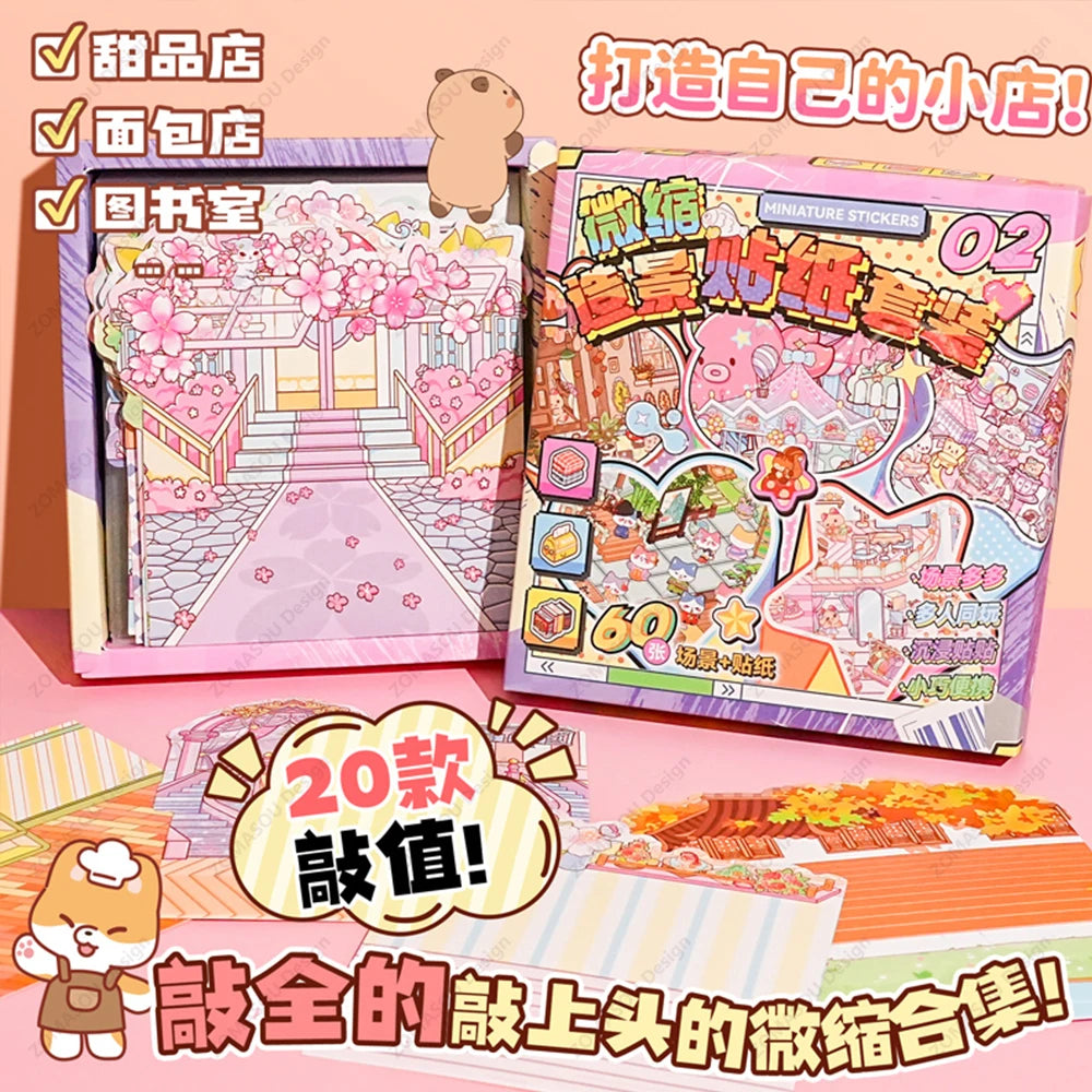 Cute Animals - 20 Mini Scenes Stickers Collection